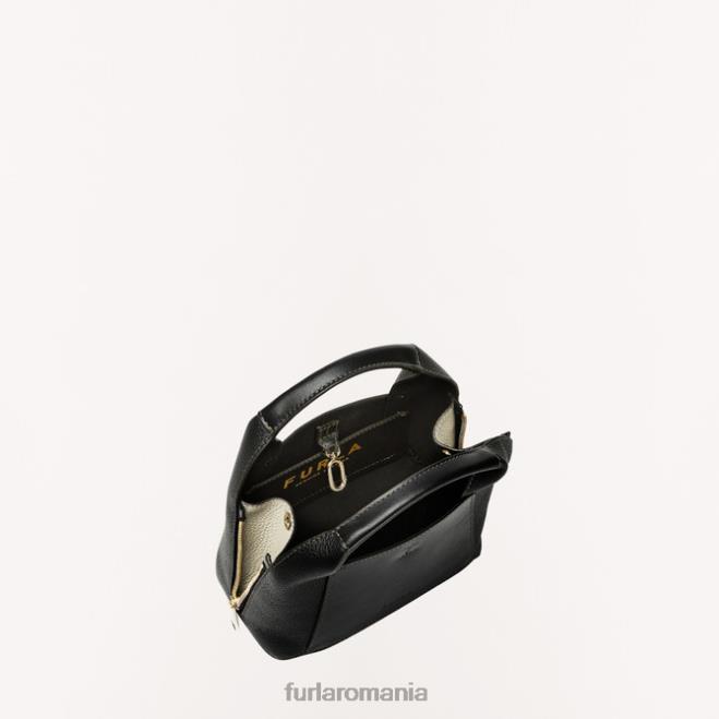 Furla femei gilda tote mini nero/marmo c accesorii ASD4558